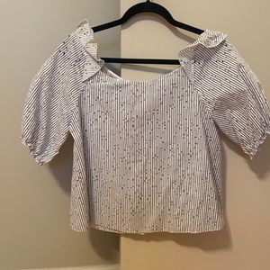 Zara Striped Flower Cut Out Blouse